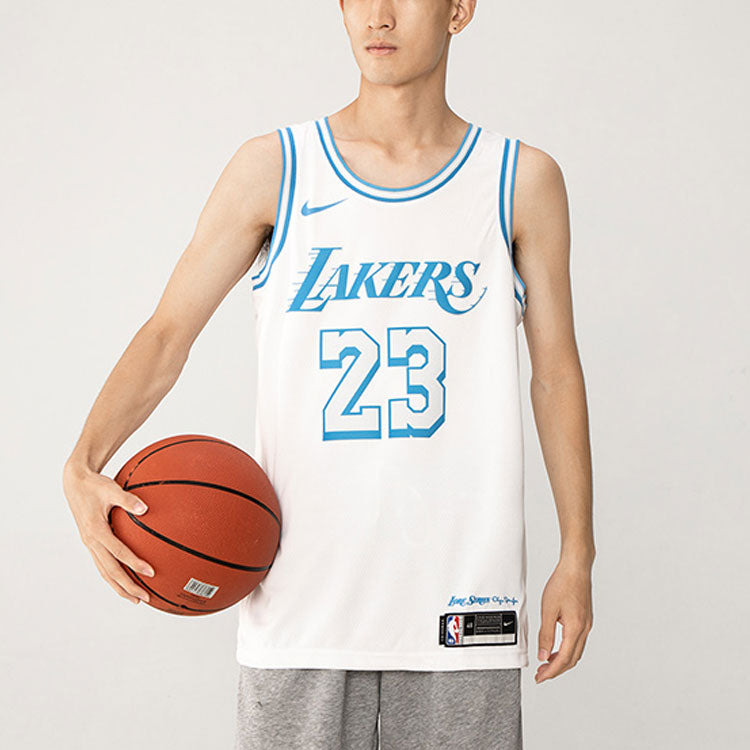 Nike NBA City Edition Lakers LeBron James Dri-FIT Swingman Jersey Vest Mens White CN1737-102 - 3