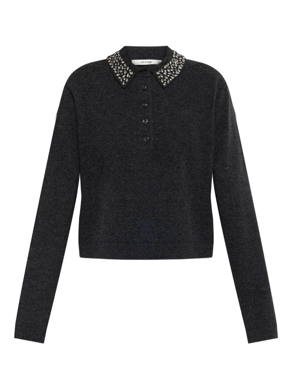 embellished-collar knitted top - 1