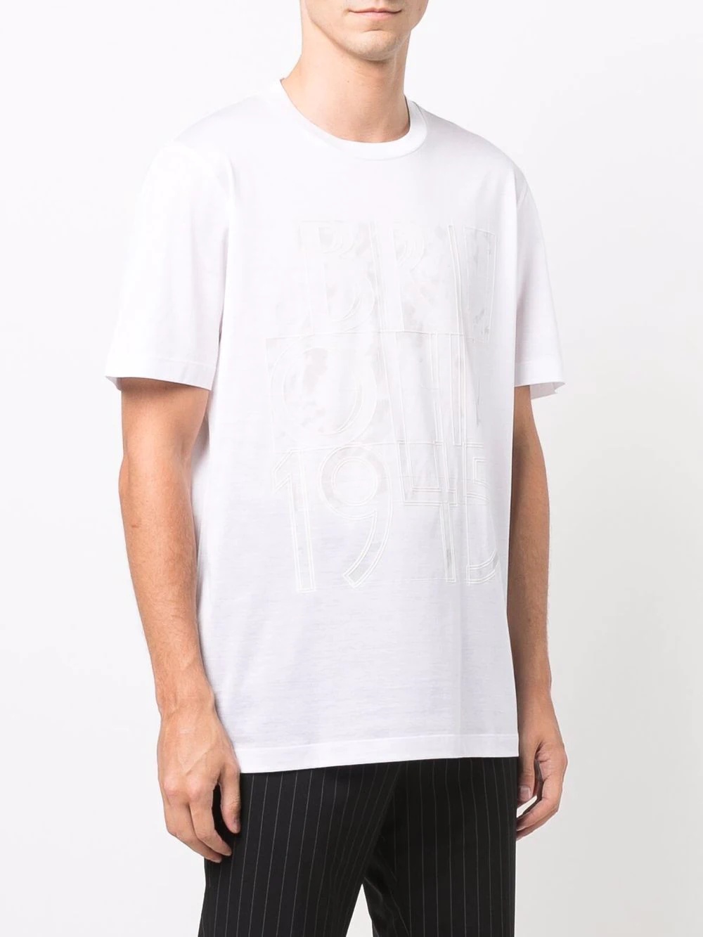 raised logo cotton T-shirt - 3