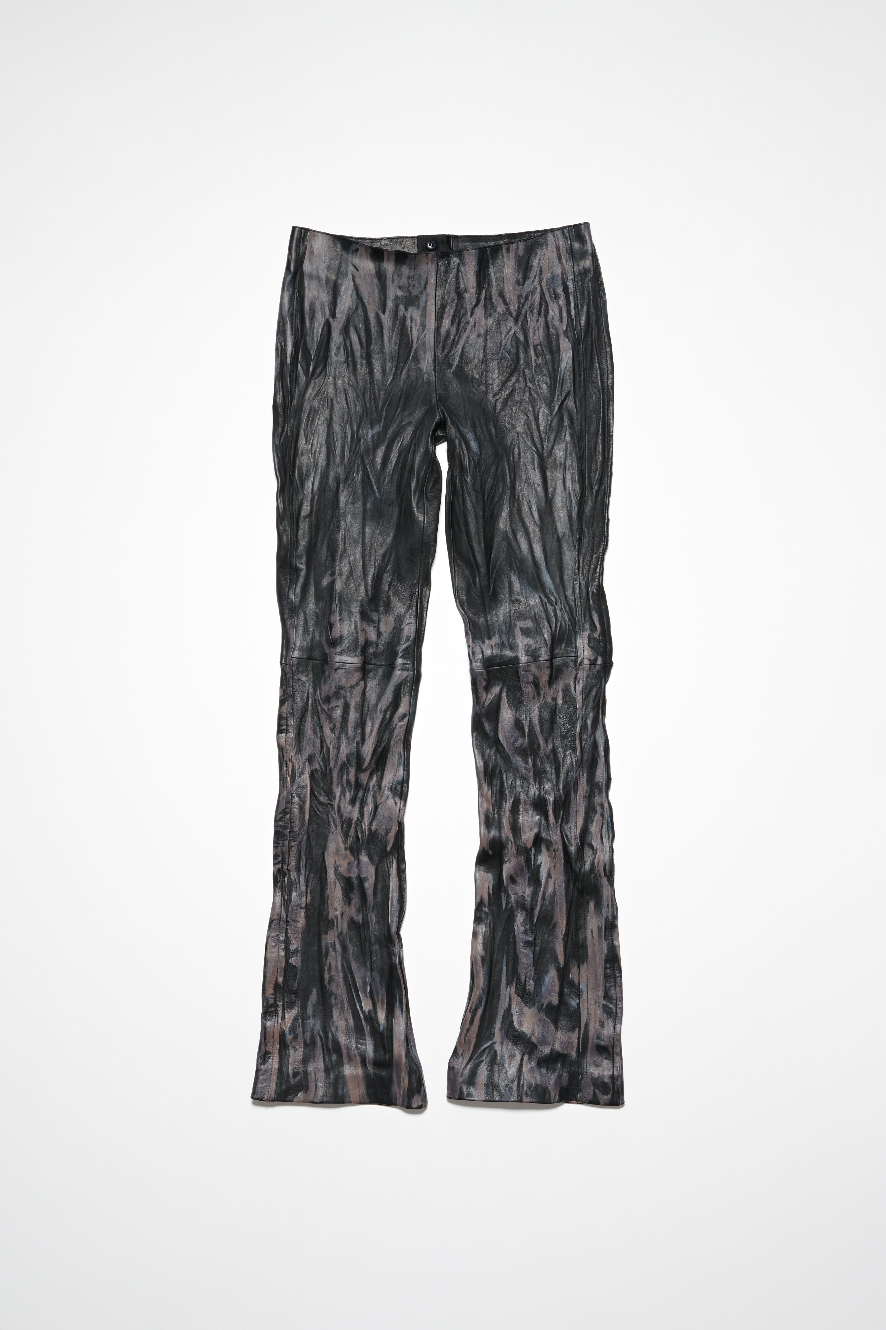 Creased leather trousers - Black/beige - 1