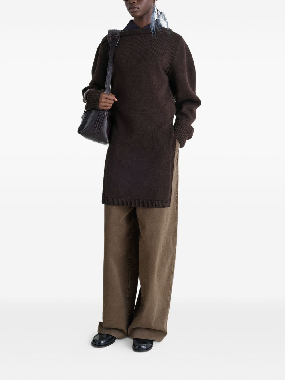 side-slit crew-neck sweater - 2