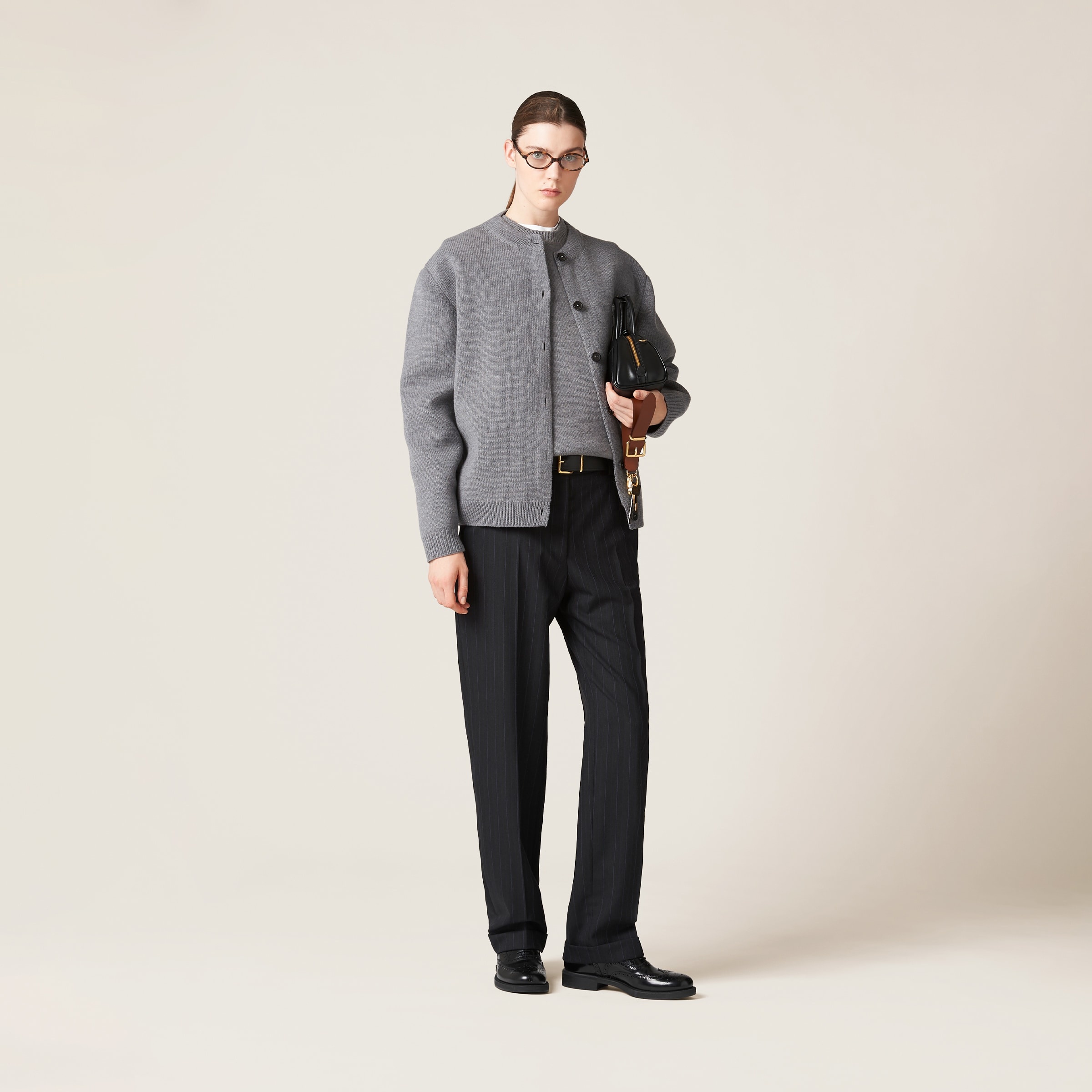Wool and nylon knit cardigan - 1
