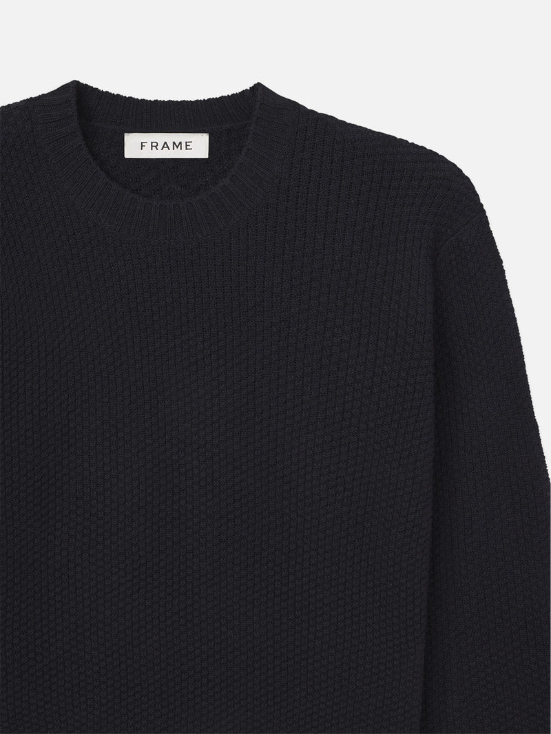 FRAME Wool Cashmere Textured Sweater in Dark Navy outlook