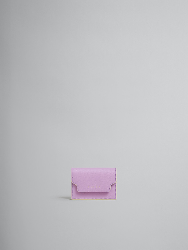 LILAC SAFFIANO LEATHER TRI-FOLD WALLET 1