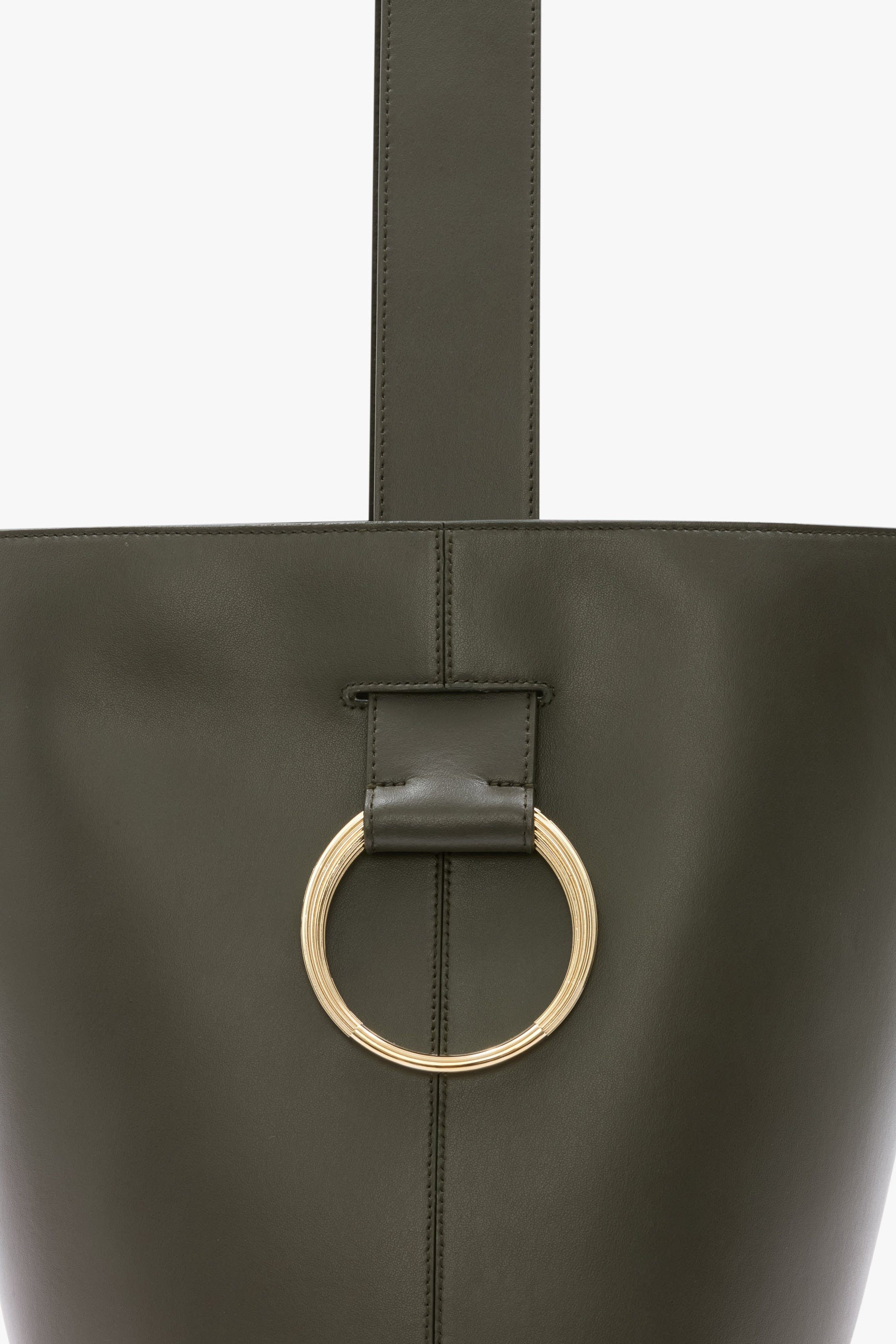 Dia Bucket Bag In Dark Olive Smooth Leather - 5