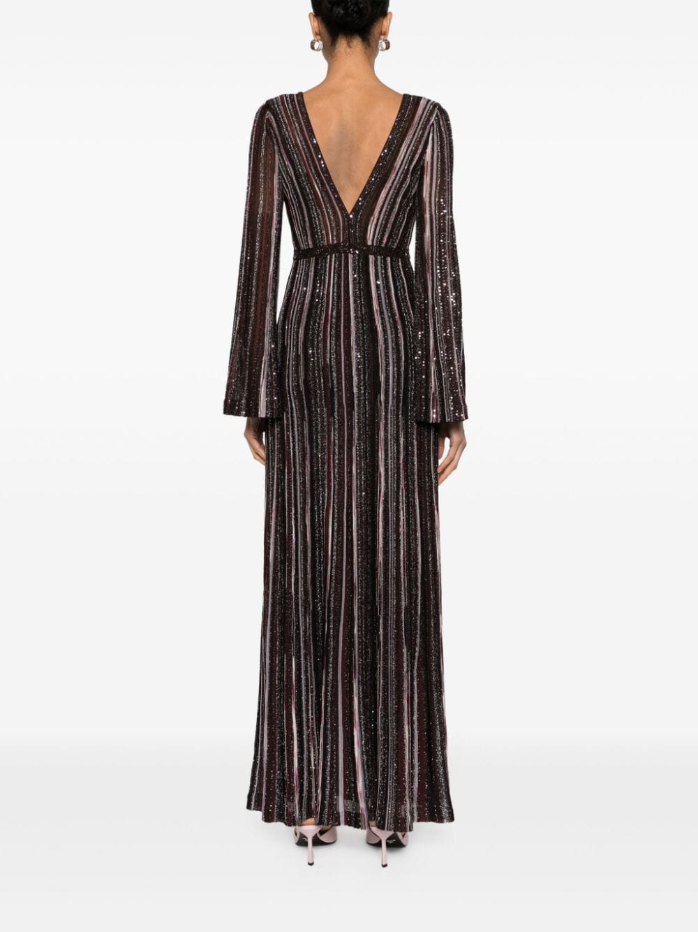 sequinned striped maxi dress - 4