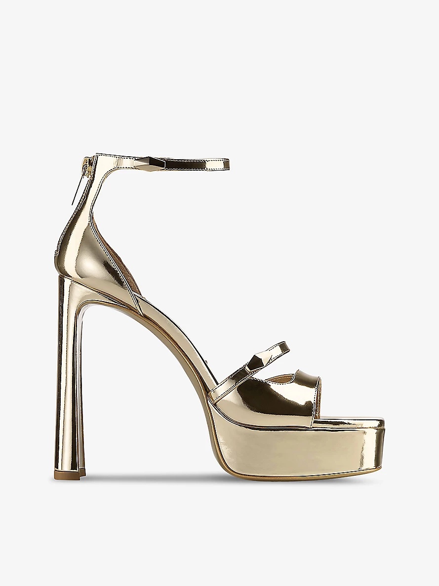 Claressa Platform 125 metallic-leather heeled sandals - 1