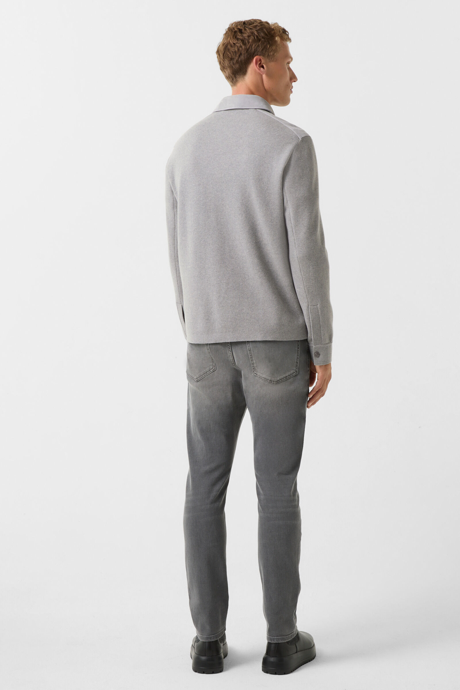 Henno suede knit overshirt in Light gray - 3