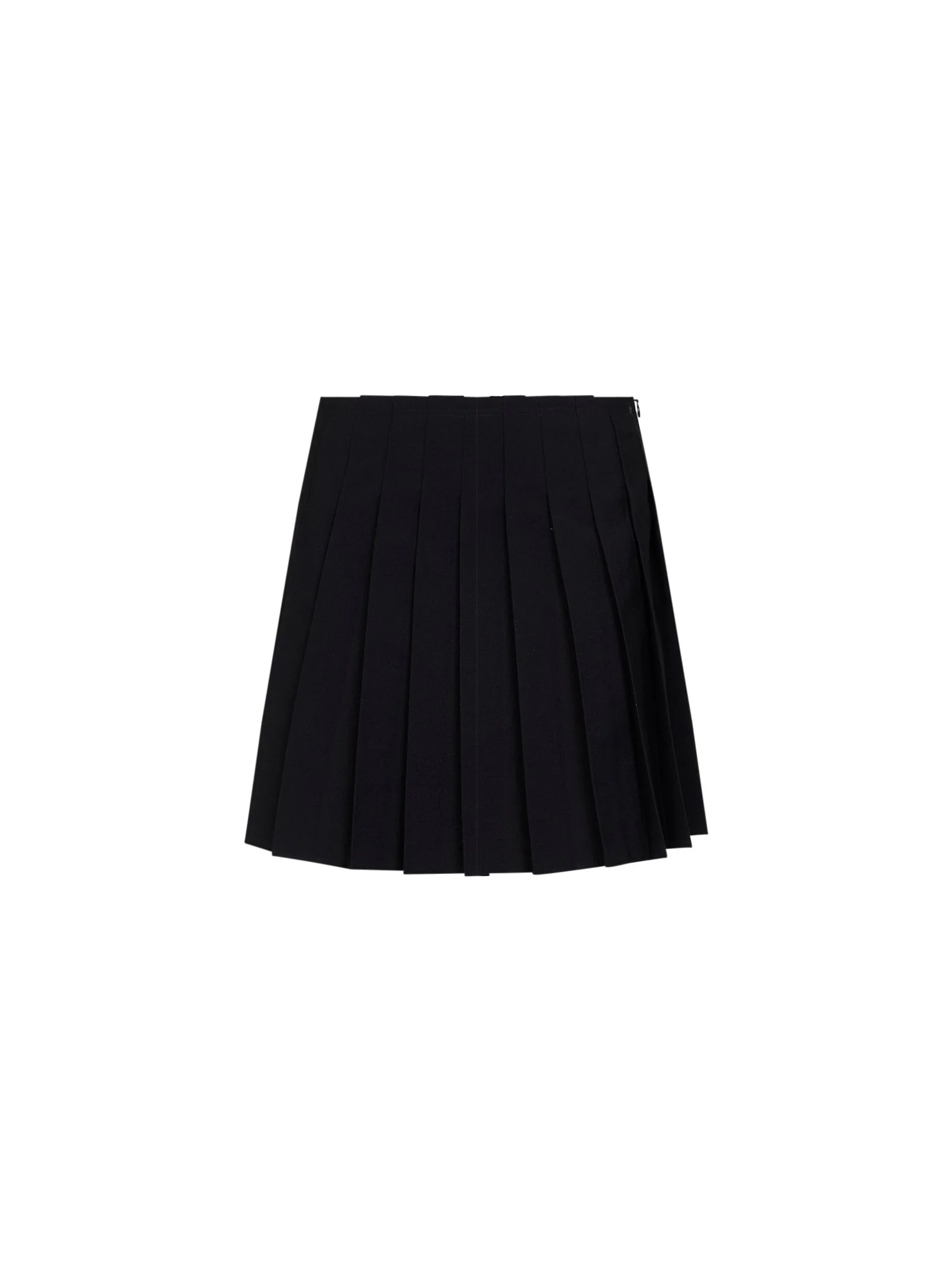 Black wool blend pleated mini skirt - 1