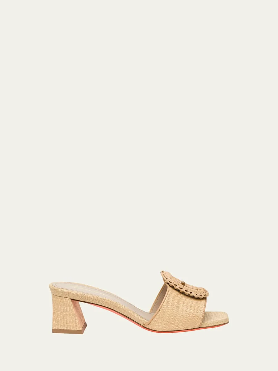Marta Raffia Buckle Mule Sandals - 1