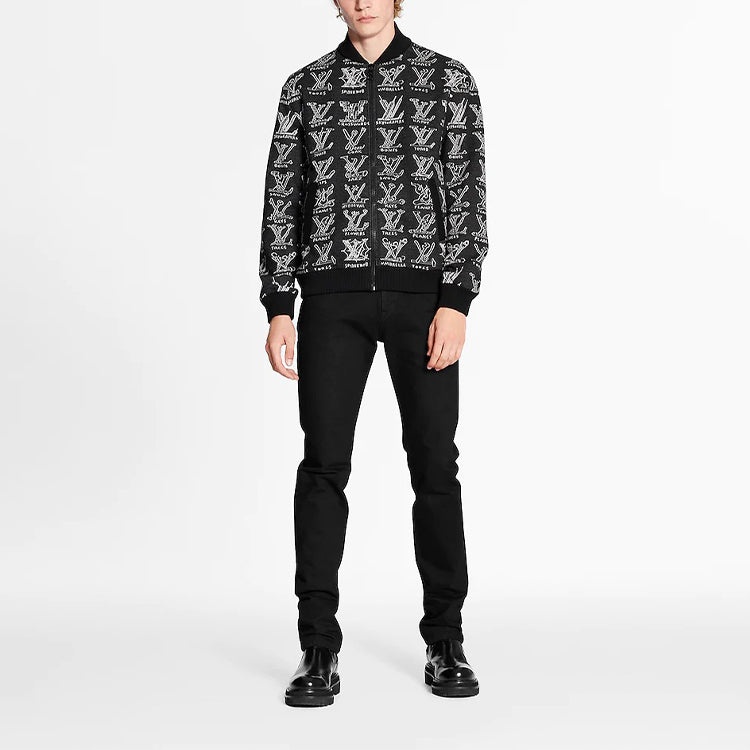 LOUIS VUITTON LV Jacquard Zipper Waist Jacket For Men Black 1A8GVC - 2