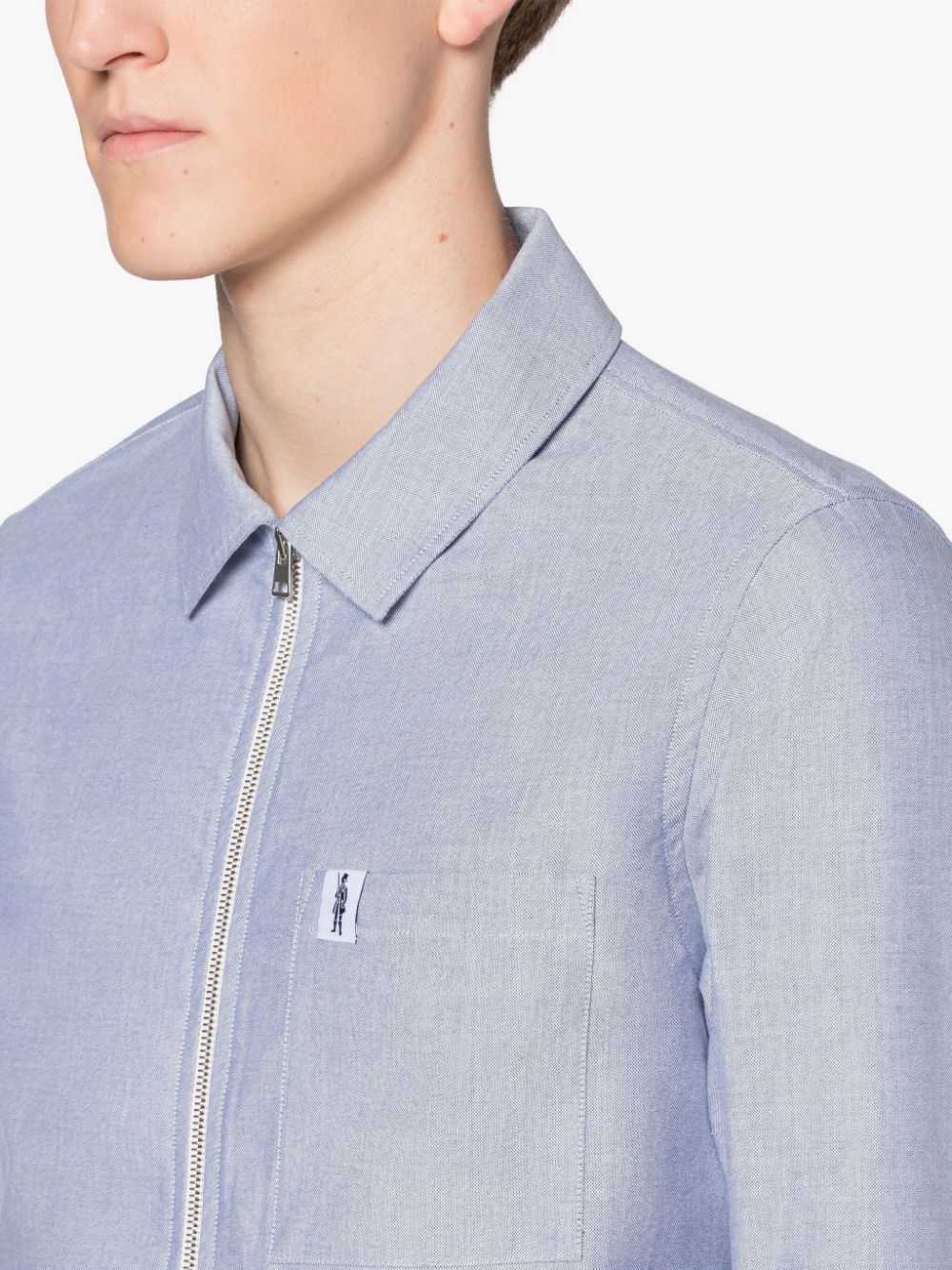 ZIP UP BLUE COTTON SHIRT - 5