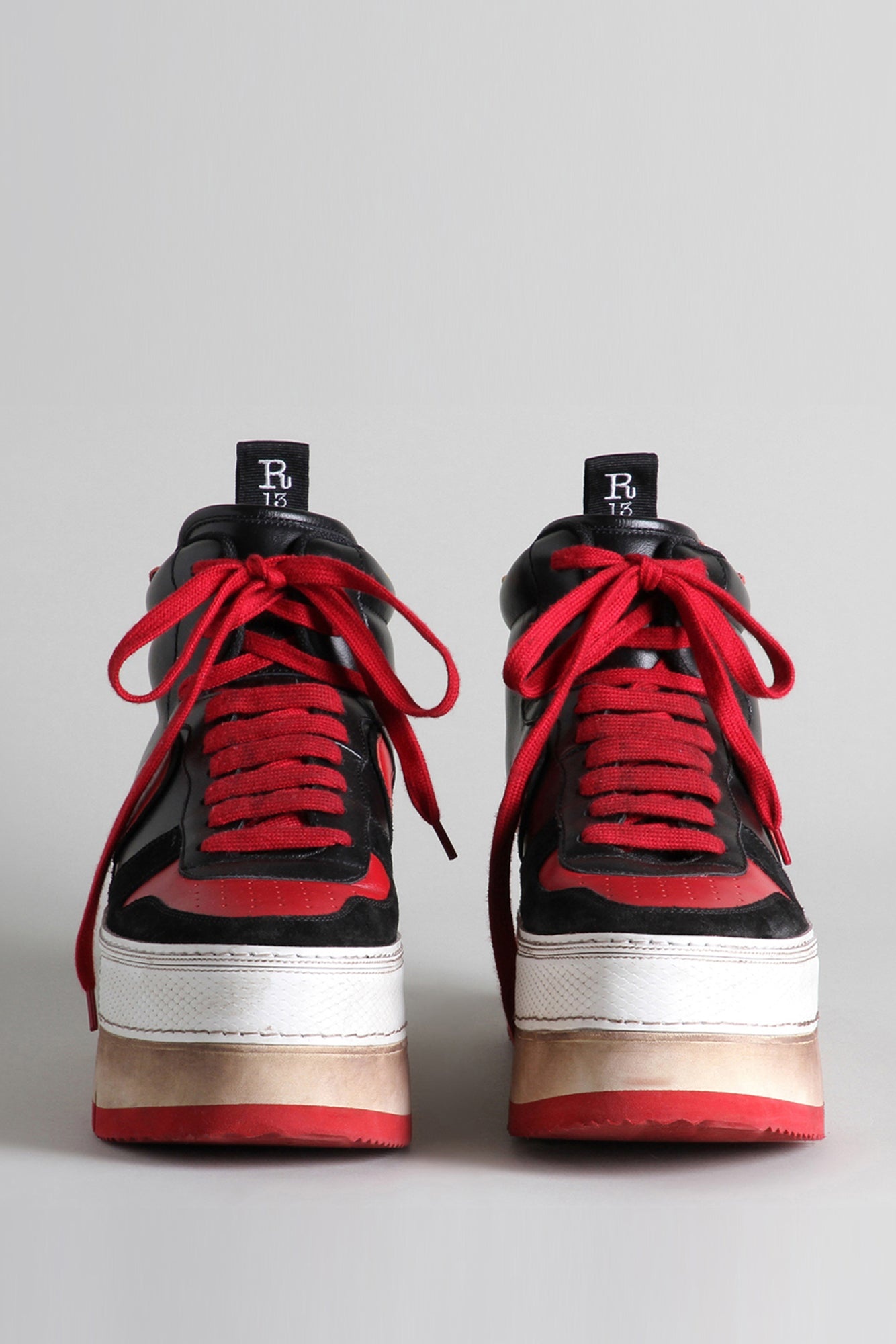 The Riot Leather High Top - Black and Red | R13 Denim Official Site - 2