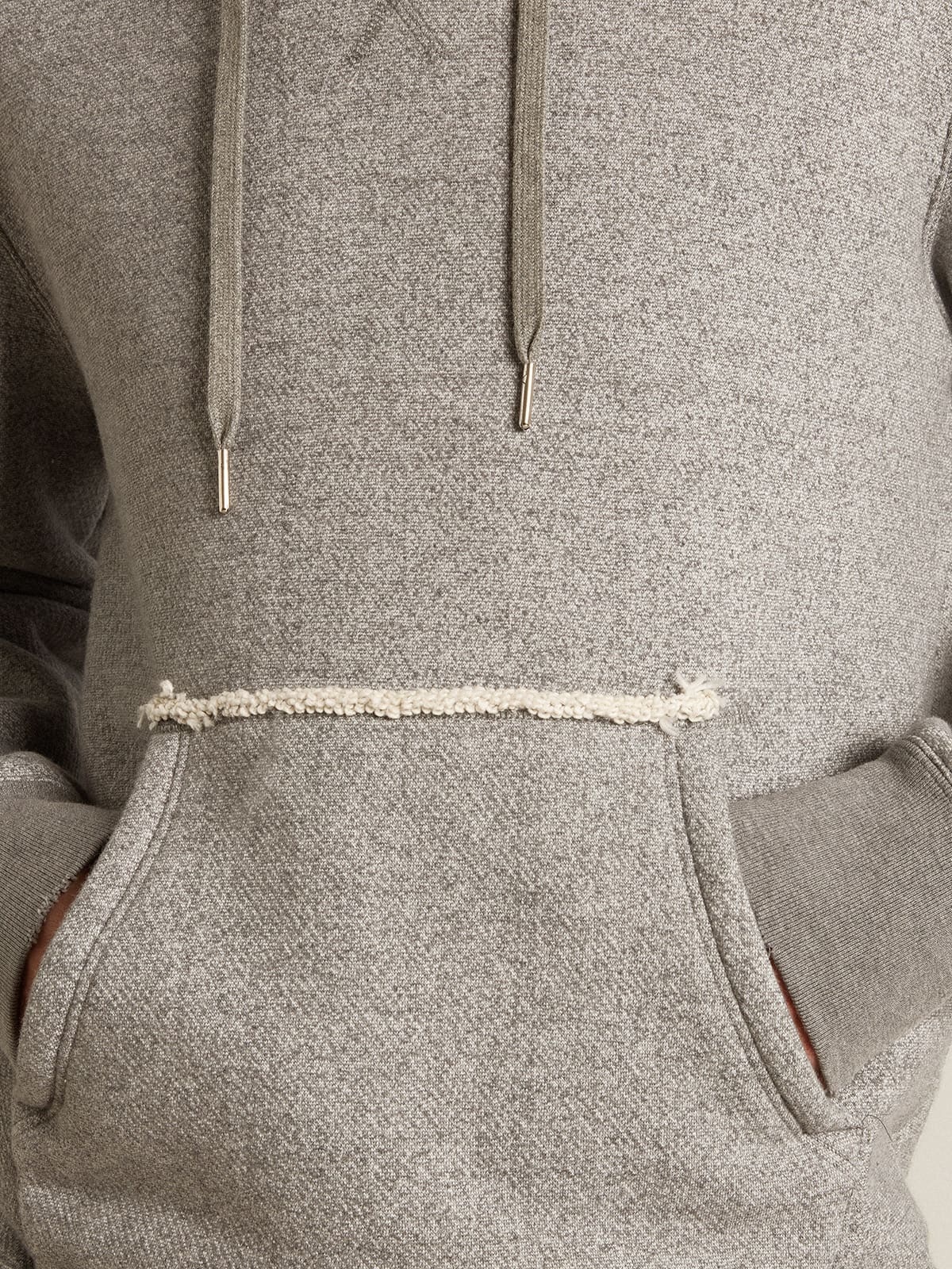 Gray melange cotton sweatshirt with hood - 5
