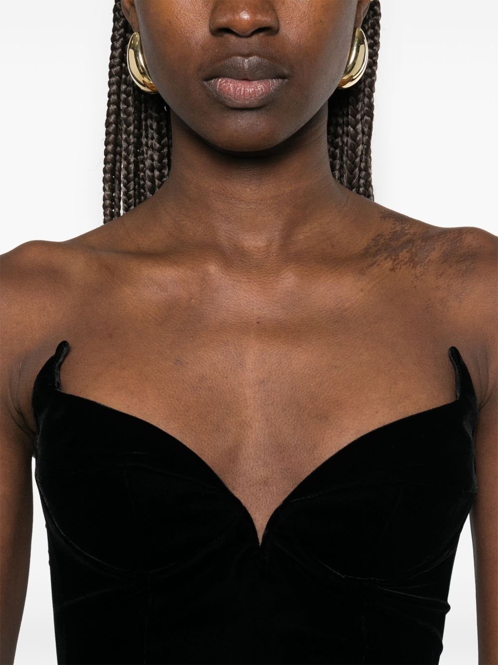 strapless velvet maxi dress - 5