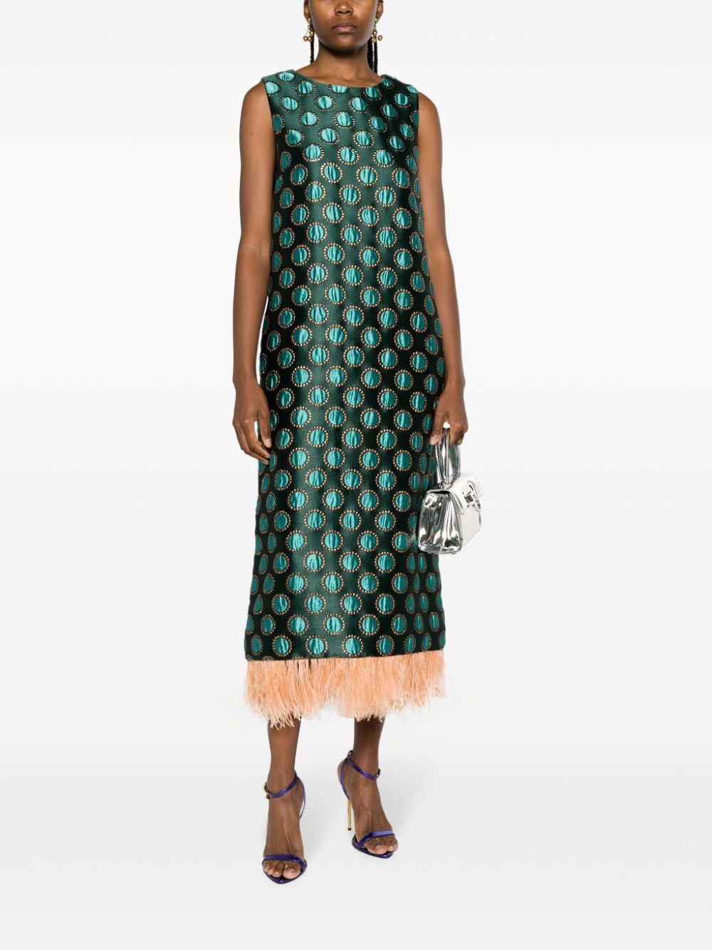 Column geometric-jacquard midi dress - 2