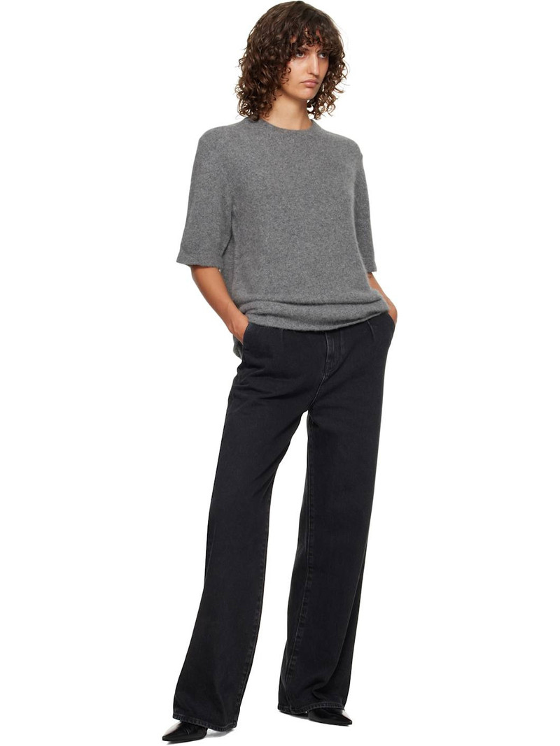 Loulou de Saison Gray Raven Yak Blend Short Sleeves Sweater outlook