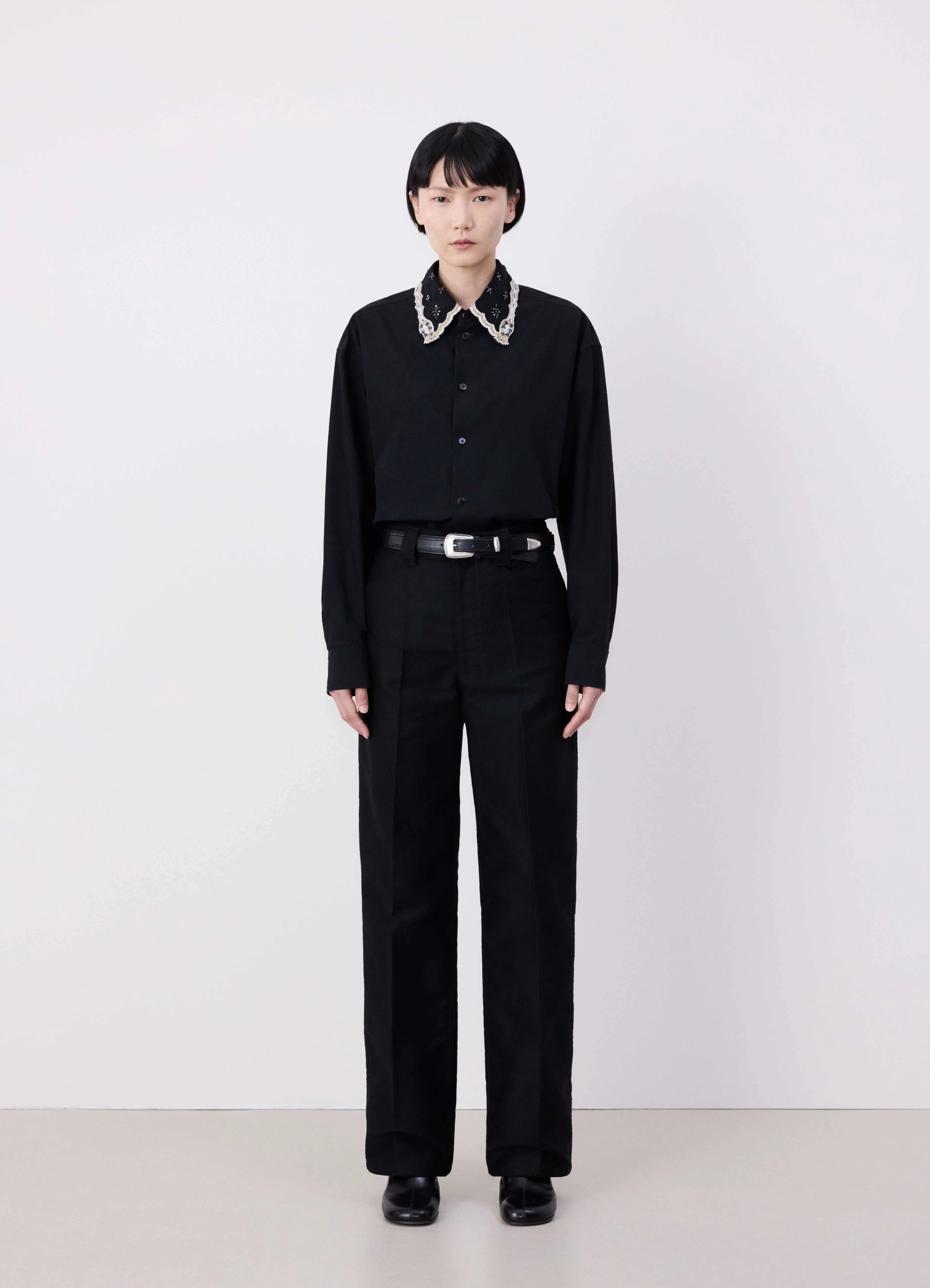 SHIRT WITH EMBROIDERED COLLAR - 2