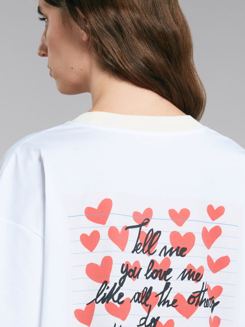 WHITE T-SHIRT WITH HEARTS PRINT - 5