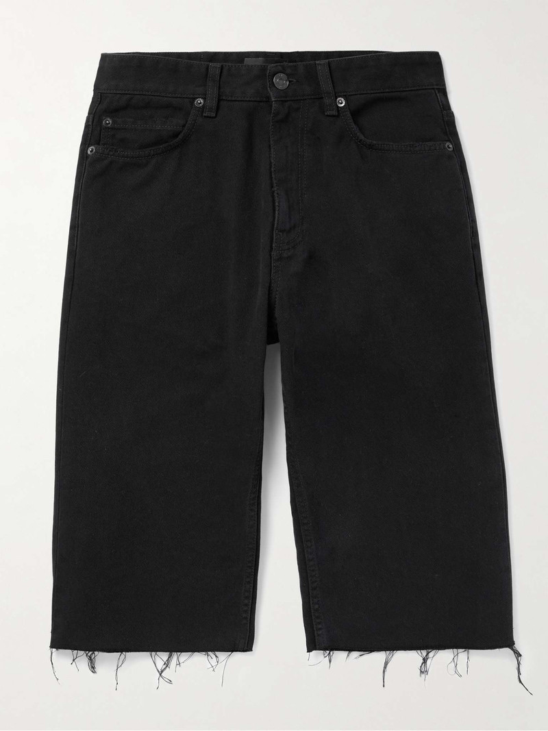 Slim-Fit Straight-Leg Distressed Denim Shorts - 1