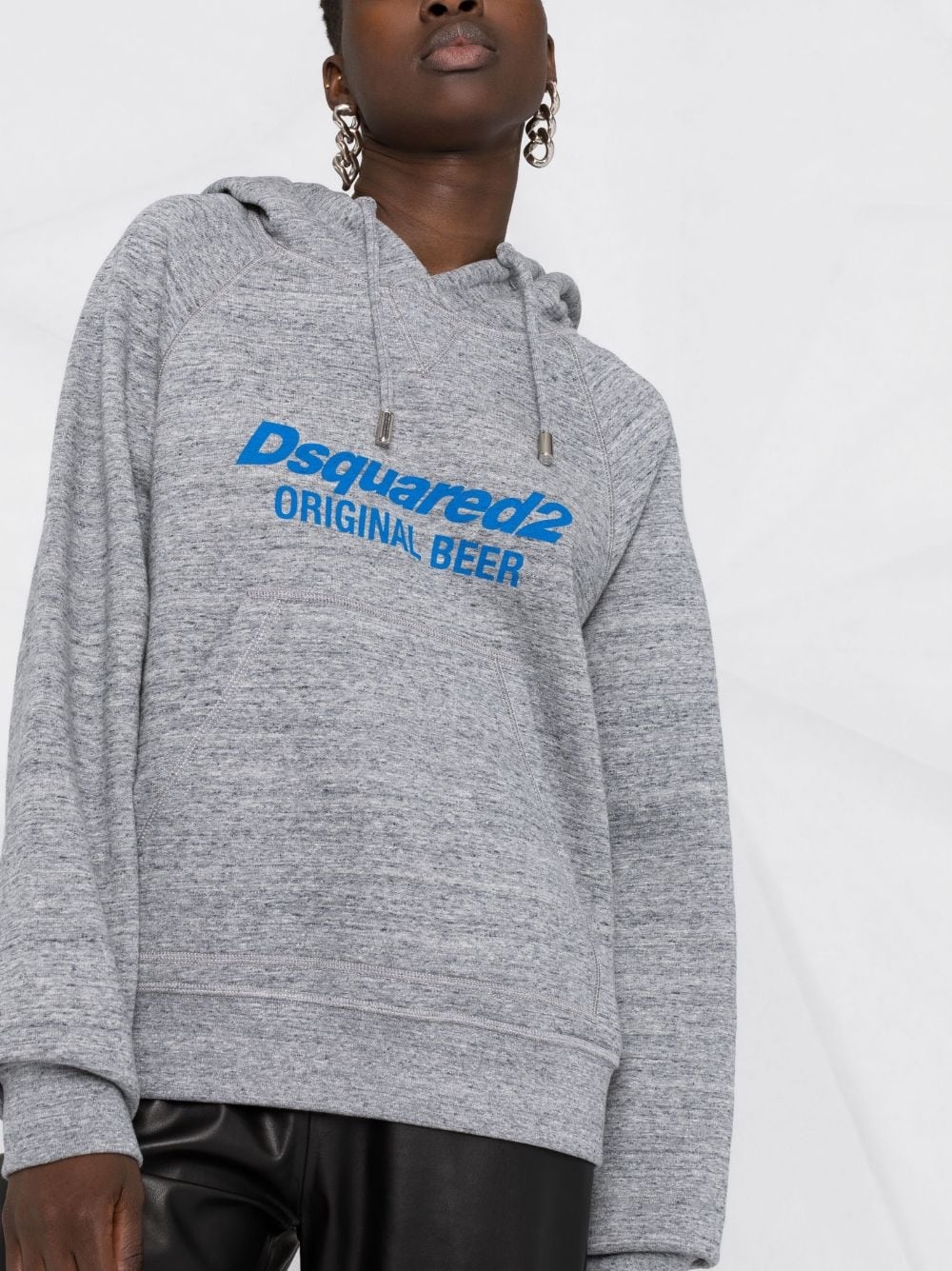 logo-print cotton hoodie - 5