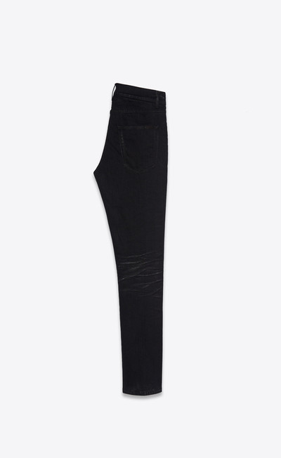 SAINT LAURENT skinny-fit jeans in silver-coated black stretch denim outlook