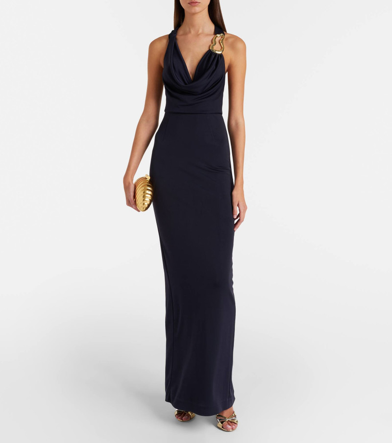 REBECCA VALLANCE Ayesha embellished halterneck gown outlook