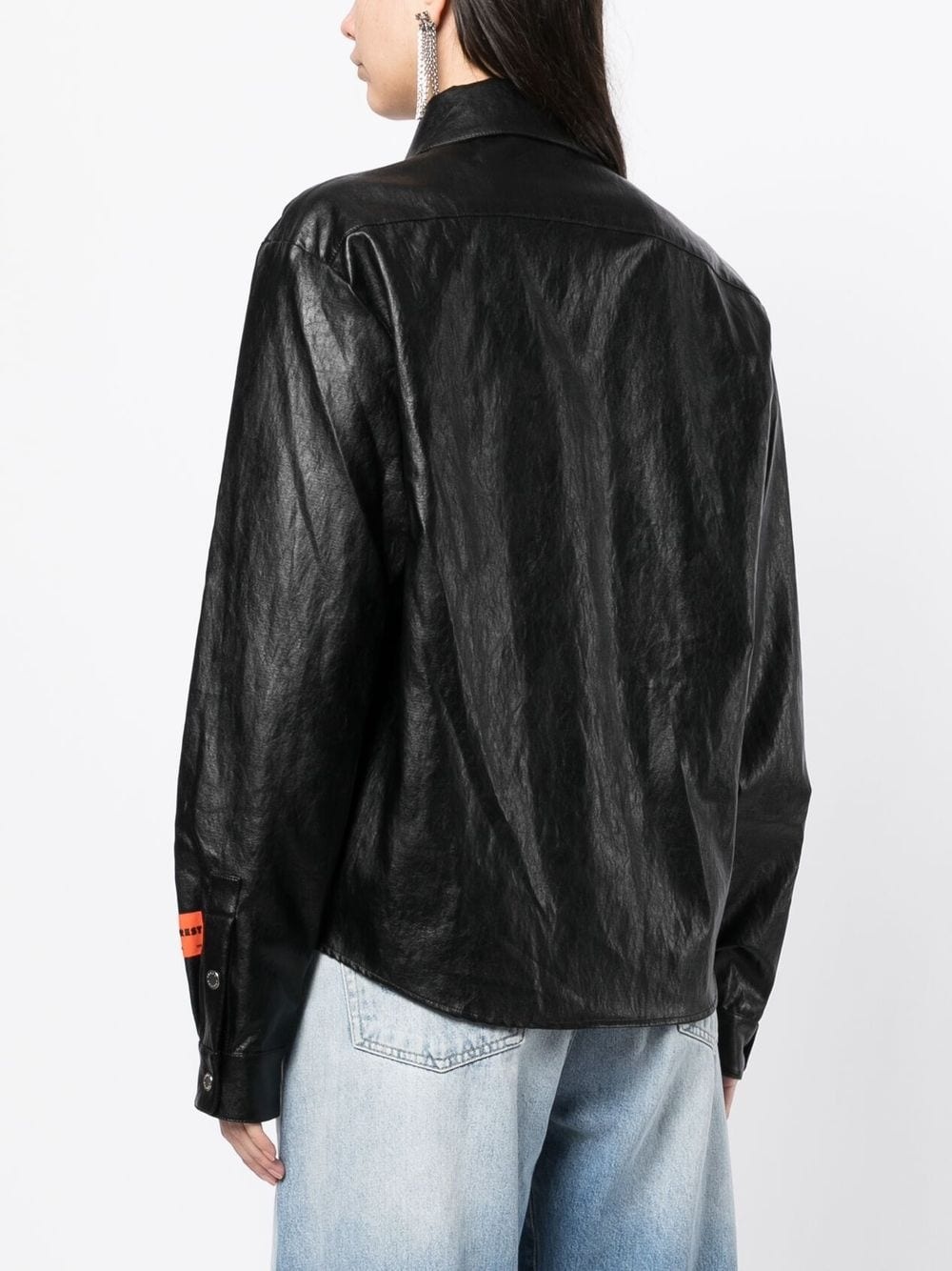 shimmer-finish long-sleeve shirt - 4