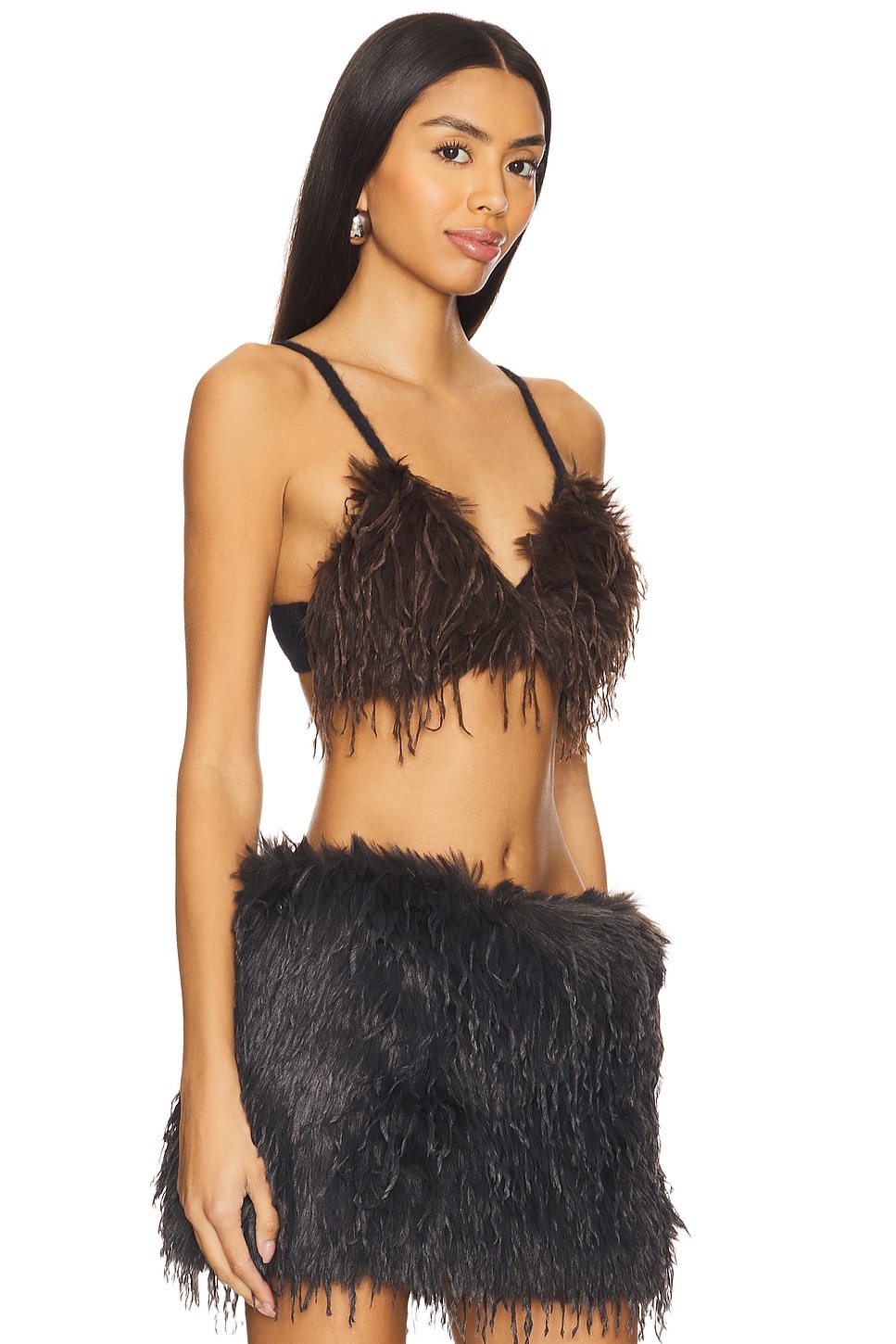 Knitted Faux Feather Bra - 2
