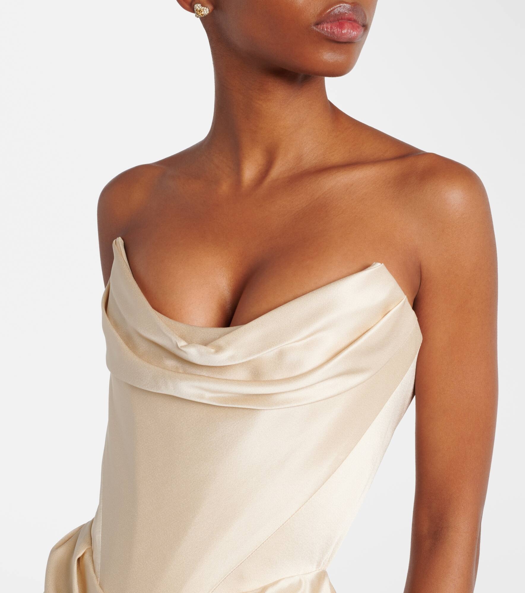 Galaxy draped crêpe satin bustier gown - 4