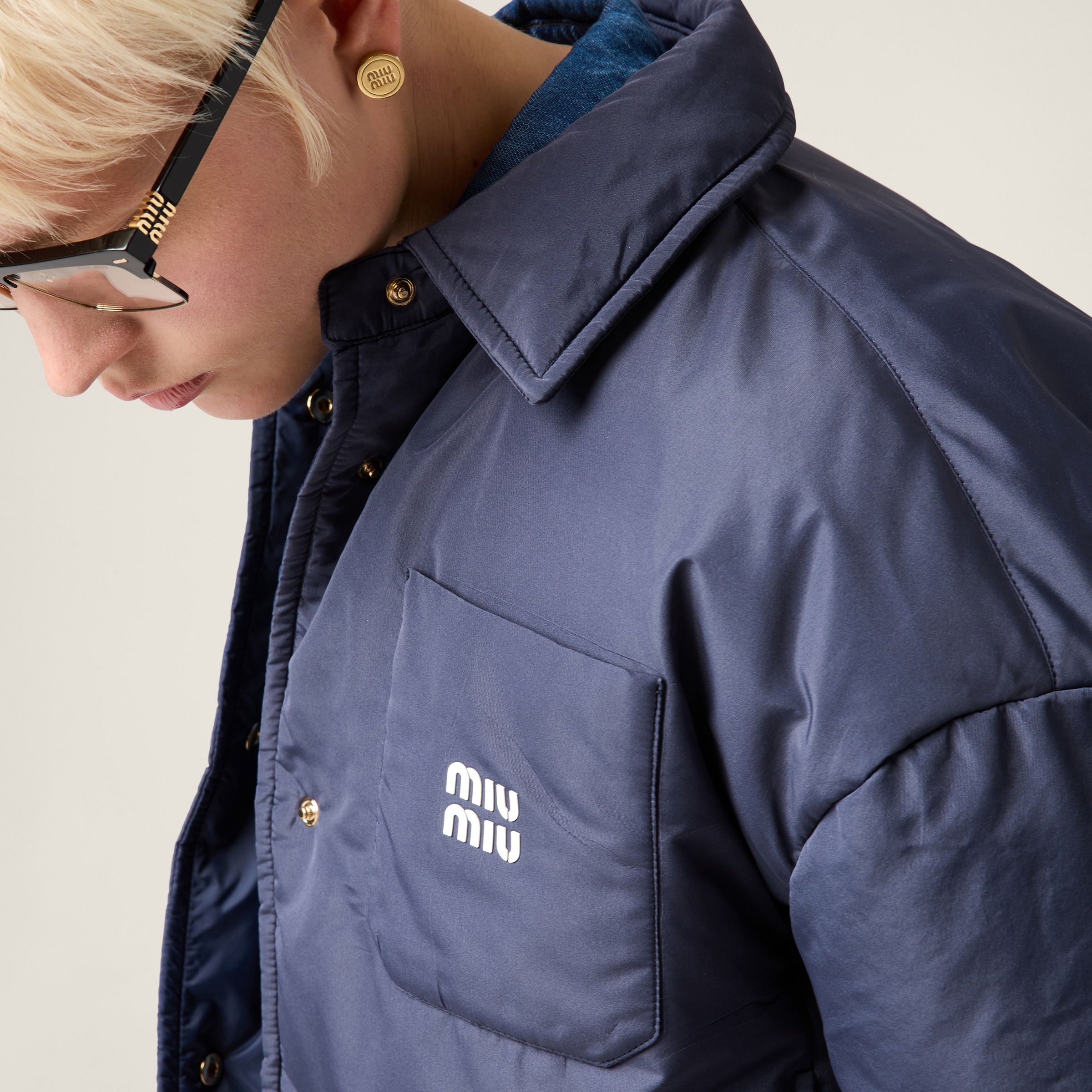 Technical pongé cropped down jacket - 4