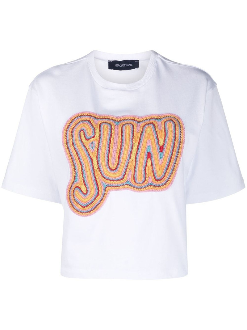 crochet-embroidered cotton T-shirt 1