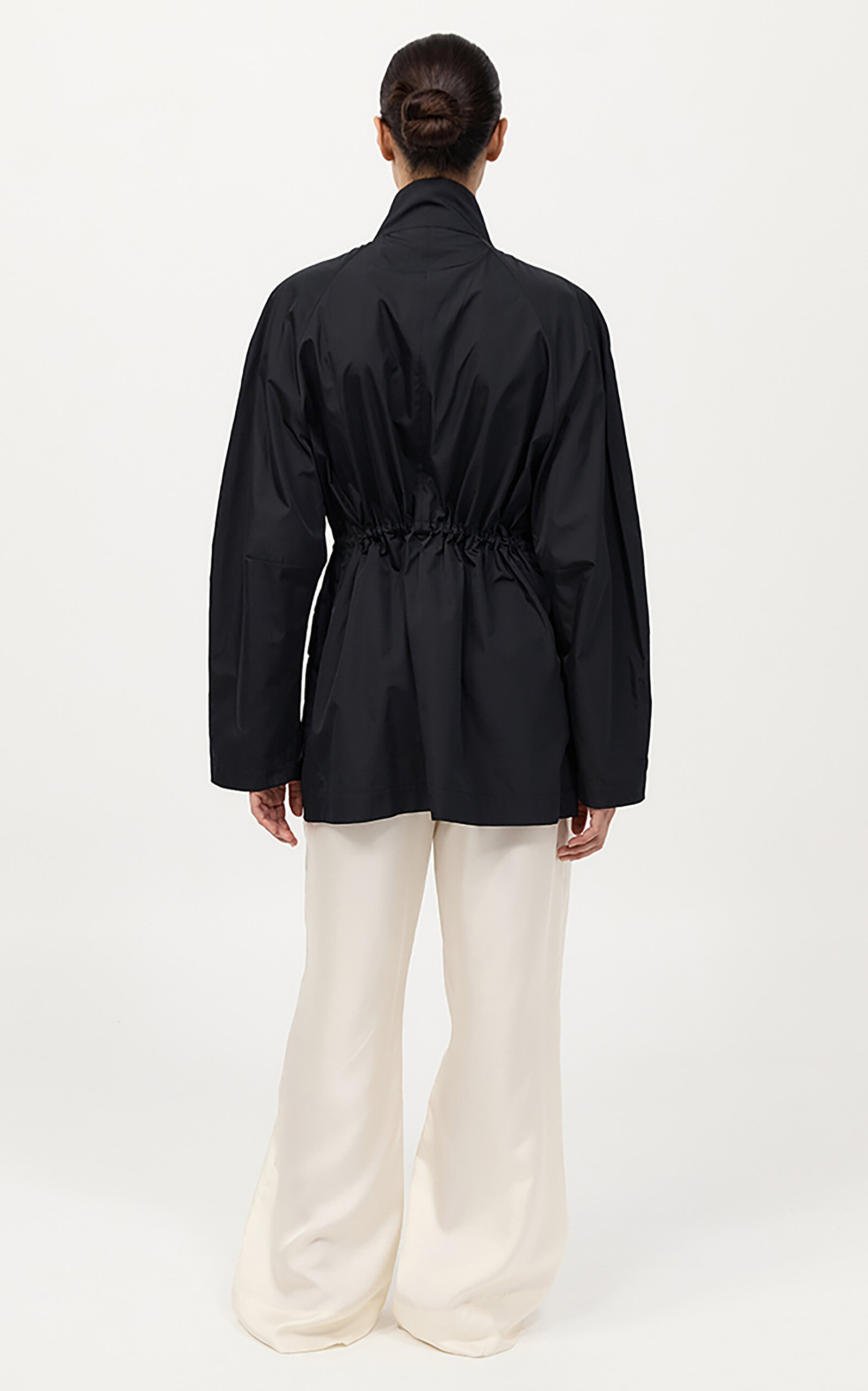 Stand Collar Paper Taffeta Parka black - 7