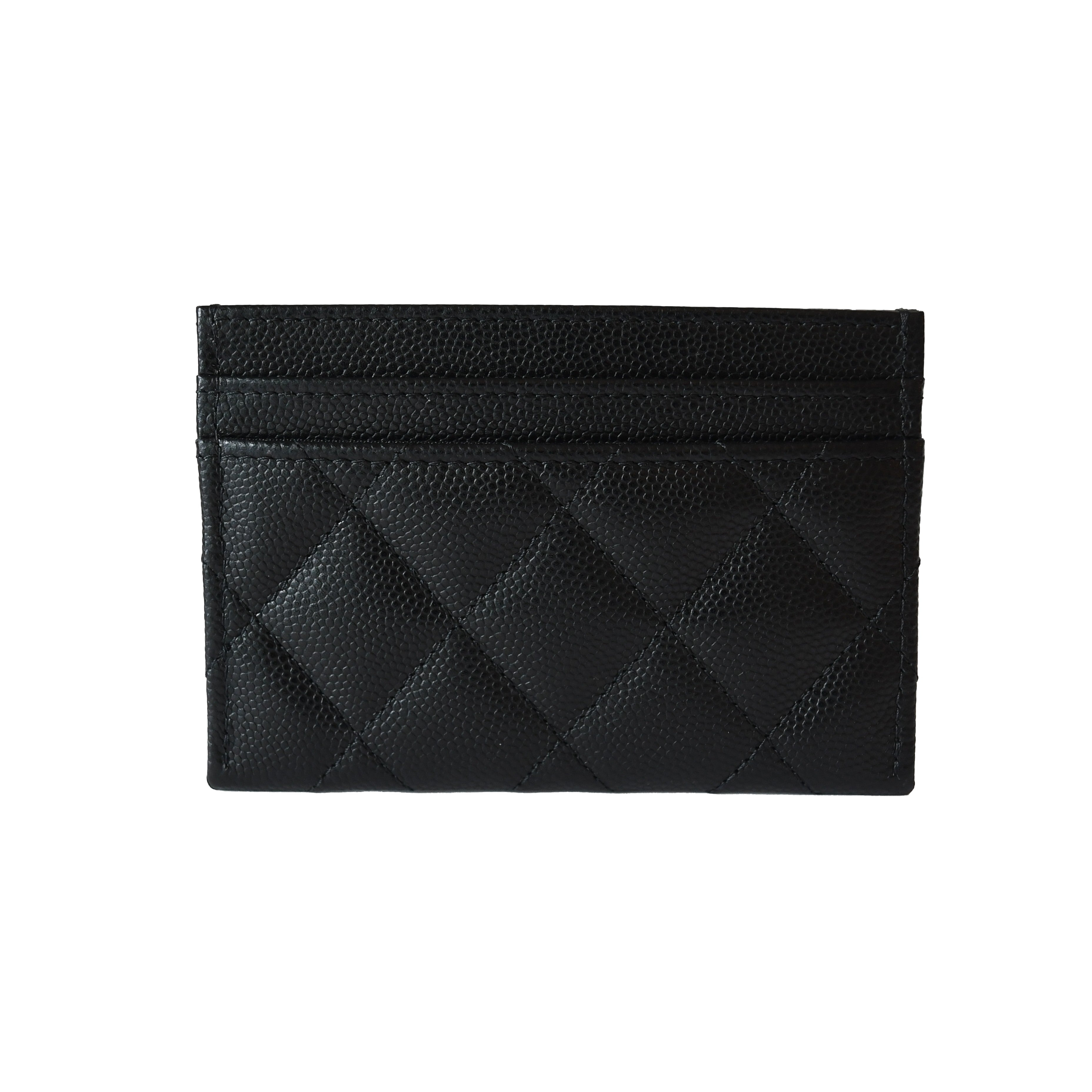 Chanel Metal Crystal Strass CC Logo Quilted Leather Card Holder Black - 2