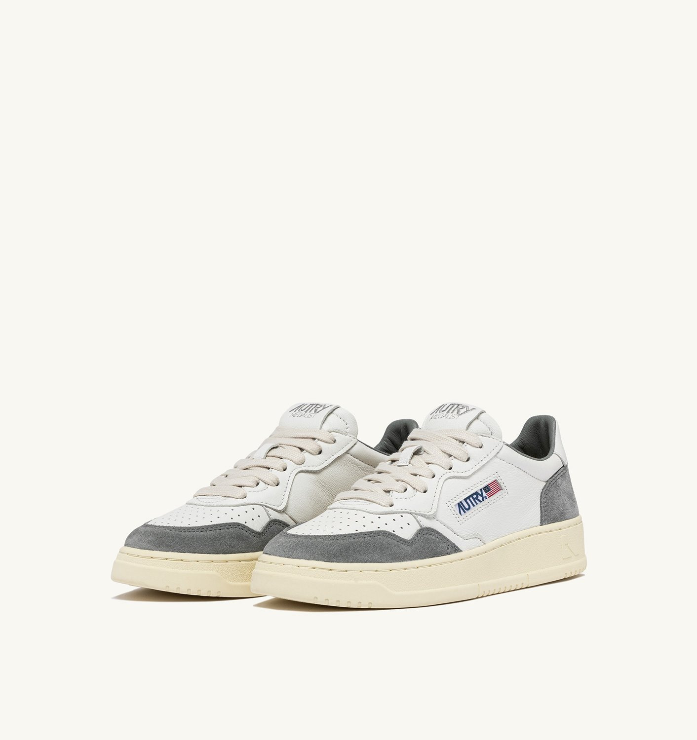MEDALIST LOW SNEAKERS IN WHITE AND GRAY LEATHER AND SUEDE - 2