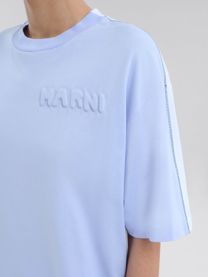 BLUE ORGANIC COTTON BOXY T-SHIRT WITH PADDED LOGO - 4