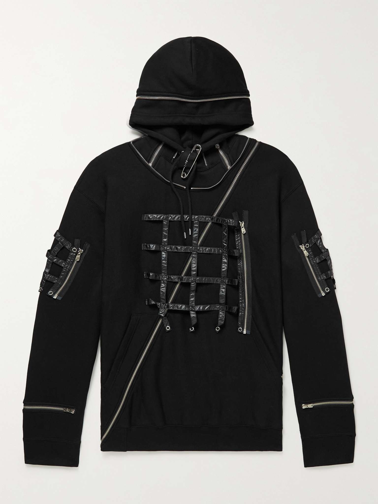 Oversized Embellished Ripstop-Trimmed Cotton-Jersey Hoodie - 1