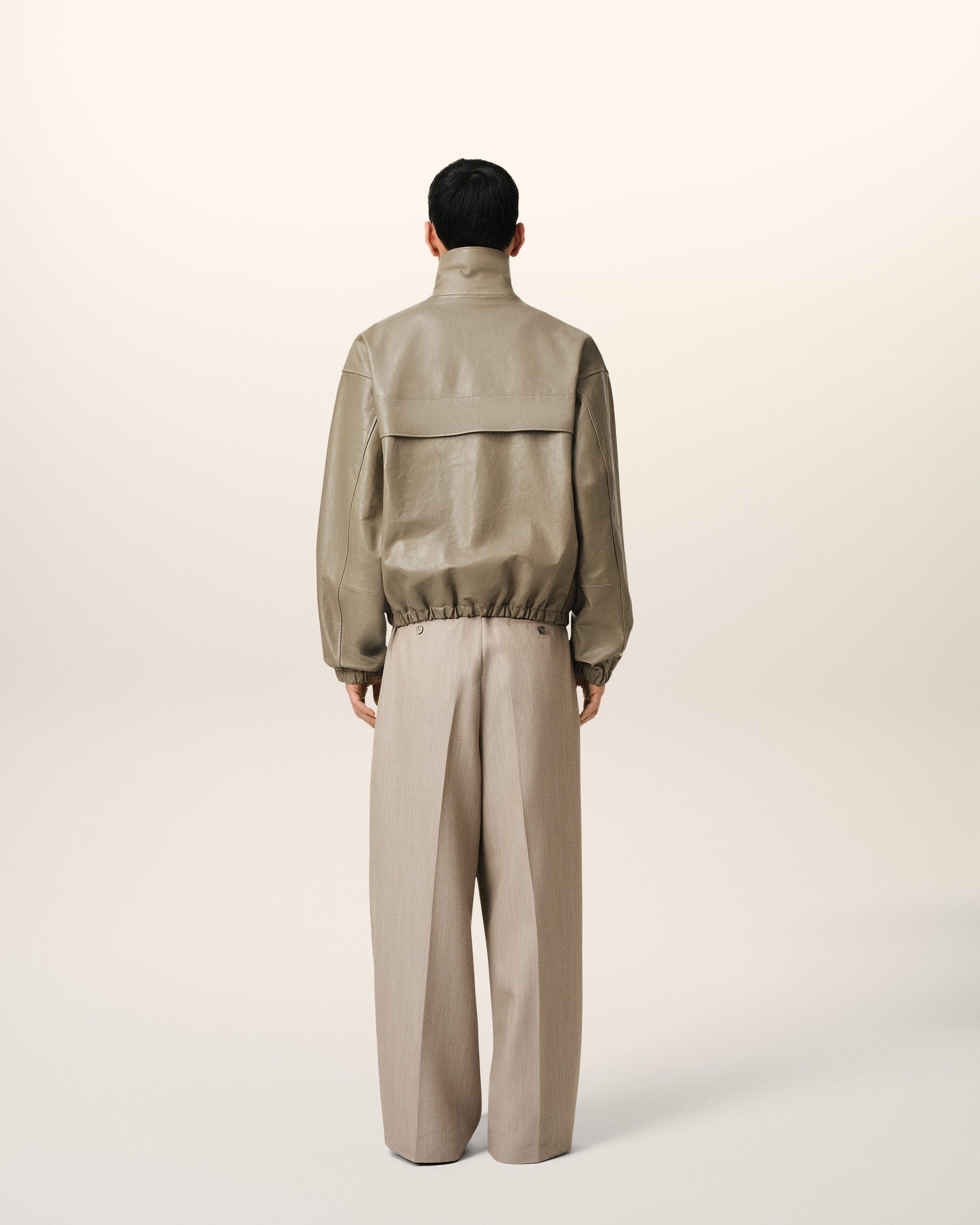 GREEN LEATHER ZIPPED JACKET - 5