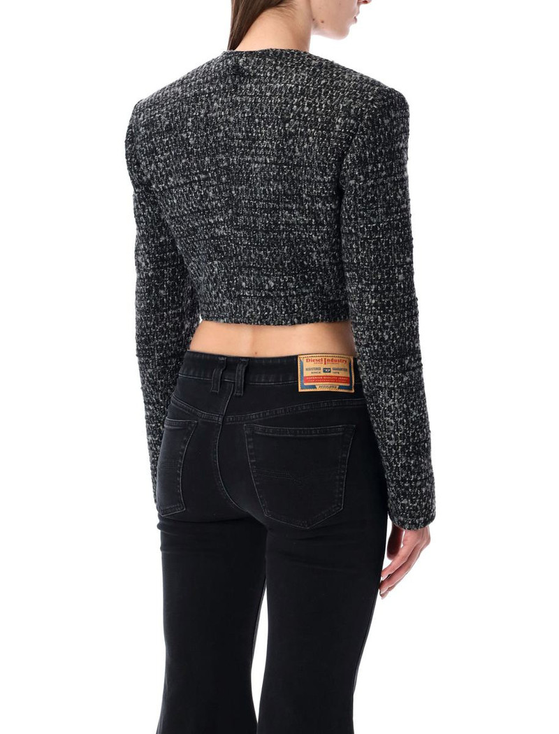 Diesel Diesel G-Crop-G Black Bouclé Wool Blend Cropped Jacket outlook