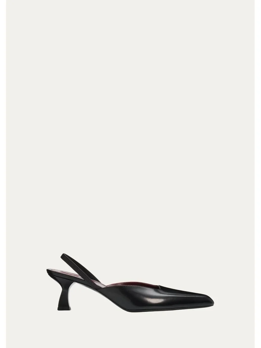 60mm Leather Slingback Pumps - 1