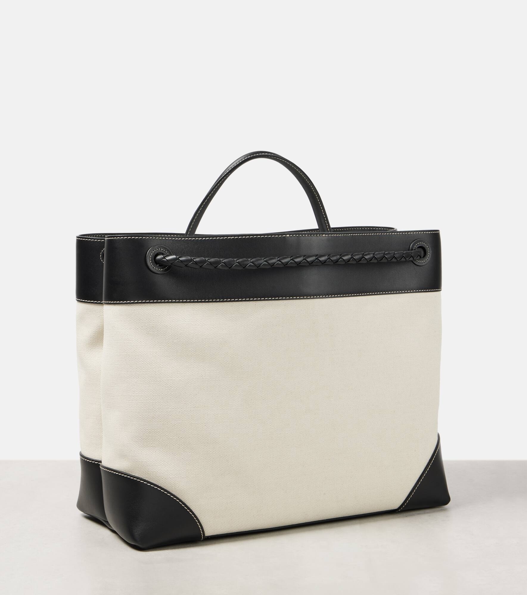 Andiamo Large leather-trimmed canvas tote bag - 4