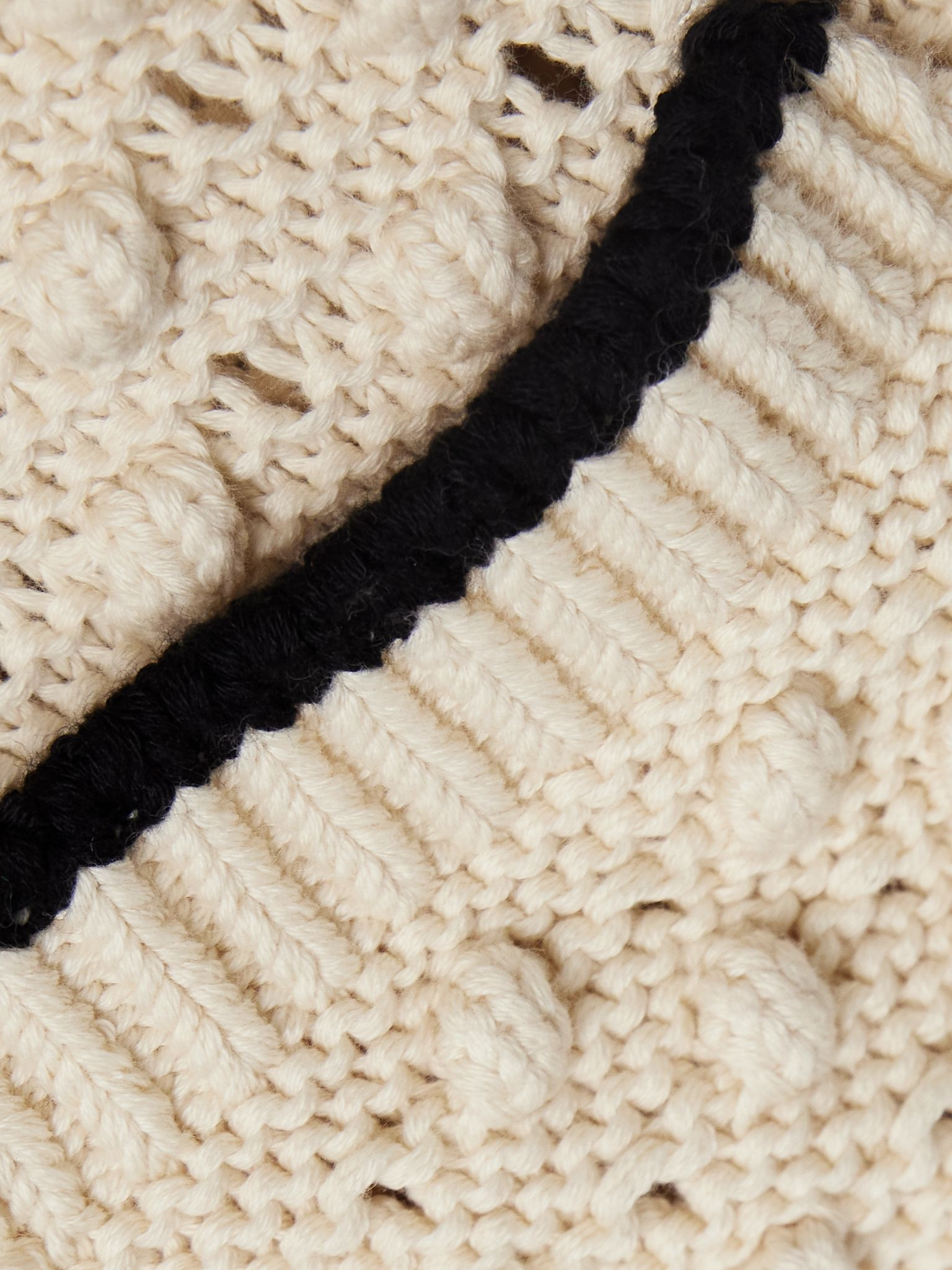 The Bauble textured-knit cotton cardigan Cream - 5