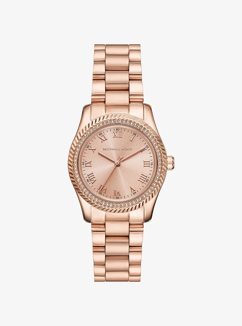 Mini Lexington Pavé Rose Gold-Tone Watch - 1