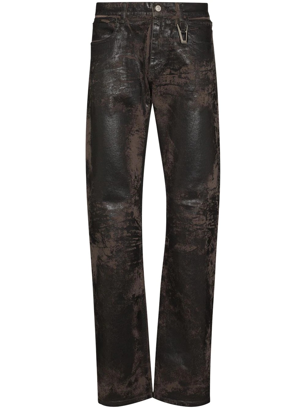 coated-finish straight-leg jeans - 1