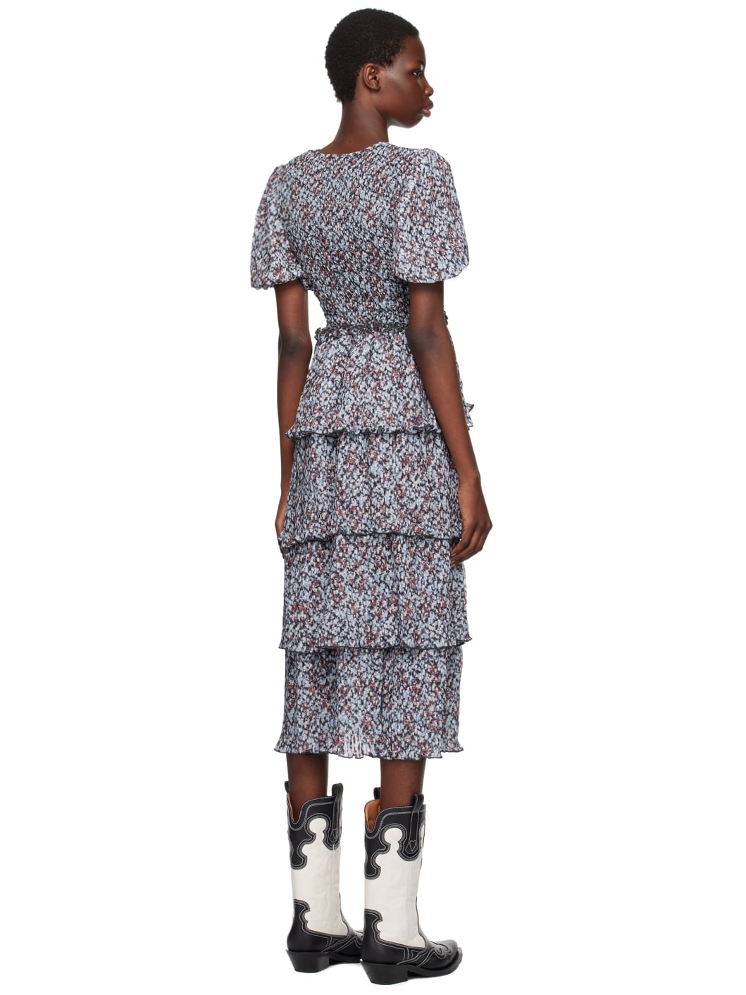 Blue Floral Midi Dress - 3