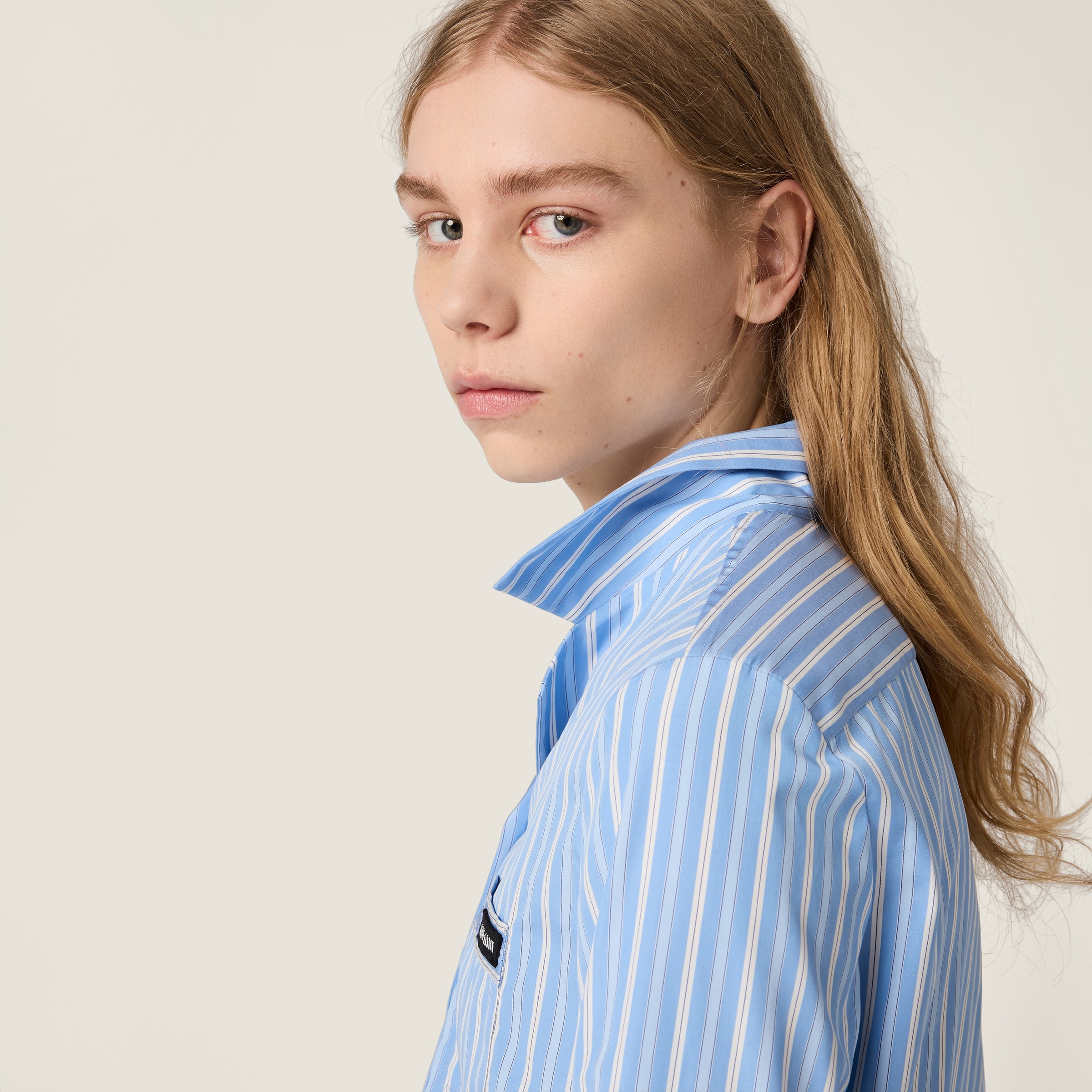 Striped poplin pajama shirt - 4
