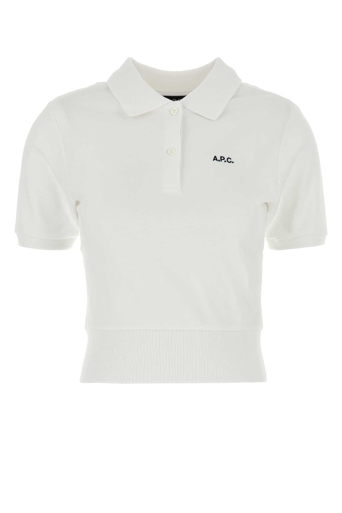 A.P.C. Women White Piquet Oceane Polo Shirt - 1