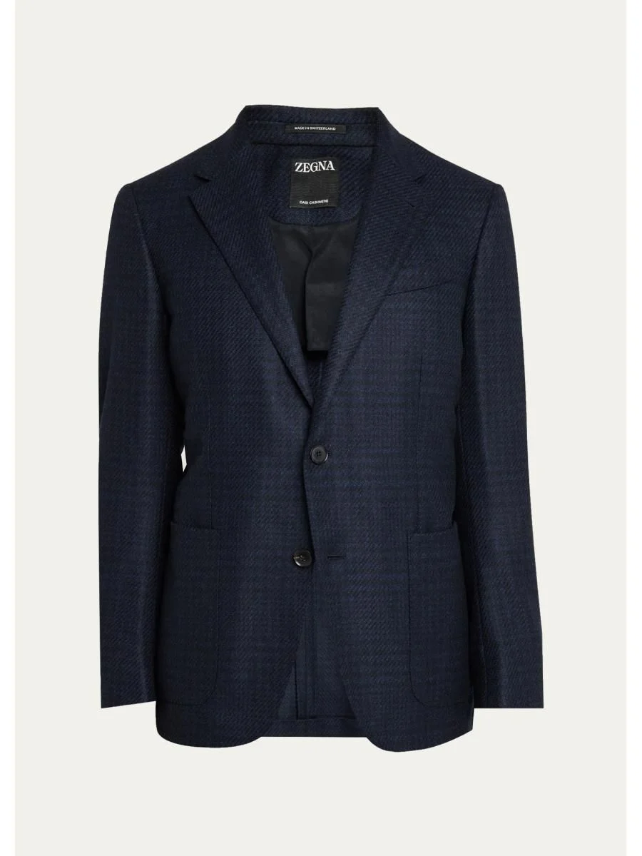 Men's Oasi Cashmere-Blend Plaid Single-Breasted Sport Coat - 1