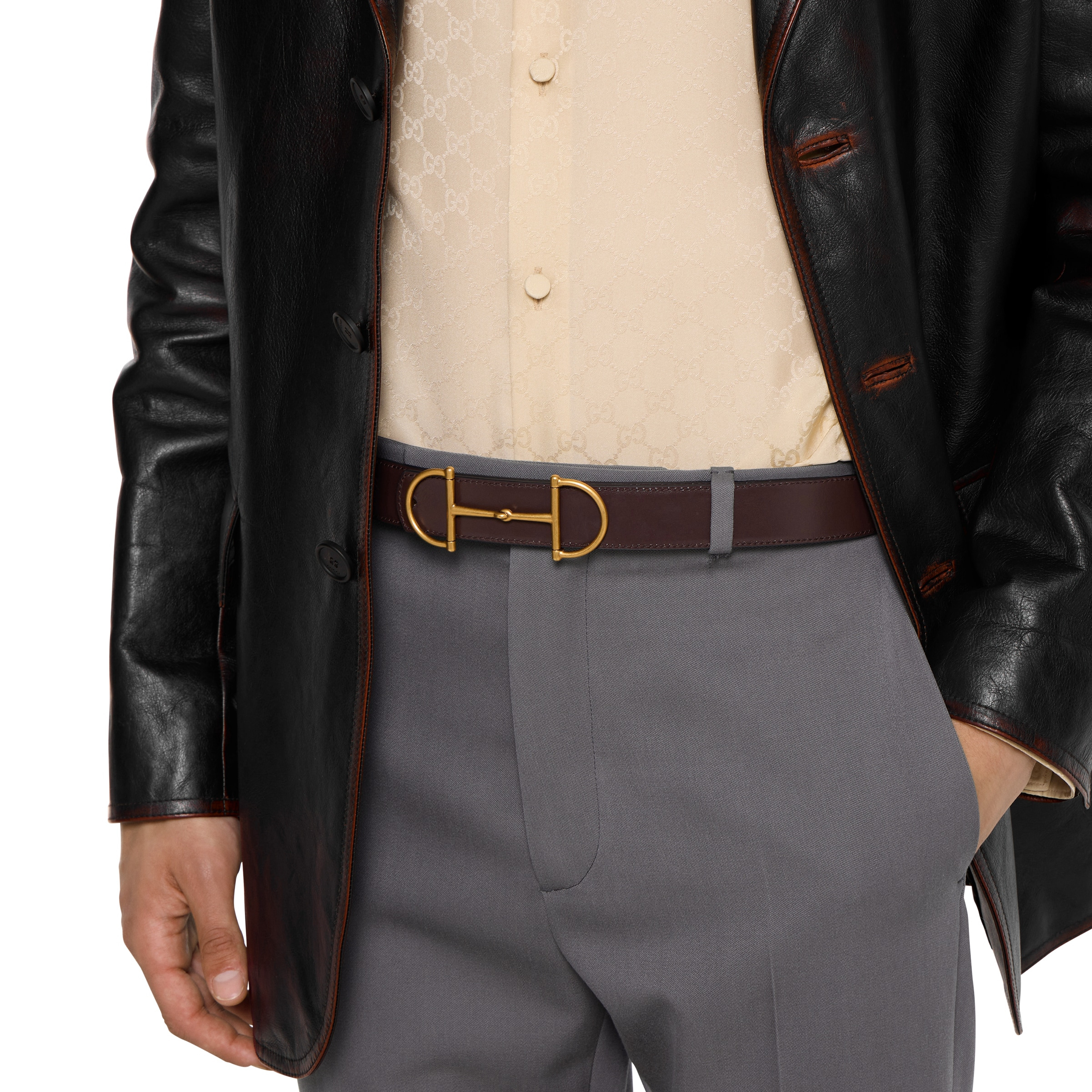 Reversible leather belt with Horsebit - 4