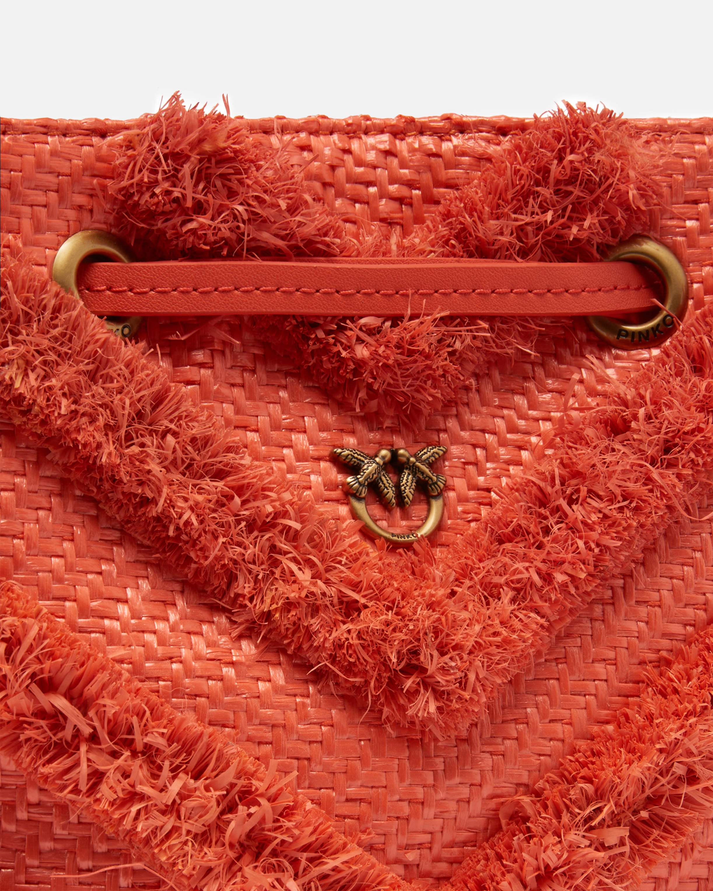 SMALL BUCKET BAG IN FRAYED RAFFIA - 3